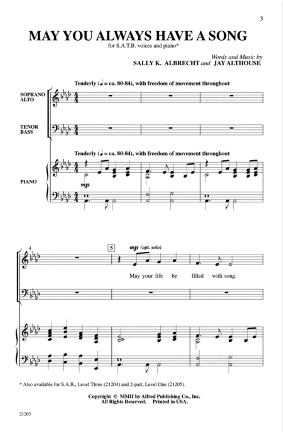 May You Always Have a Song Choir scores gallery preview page 1