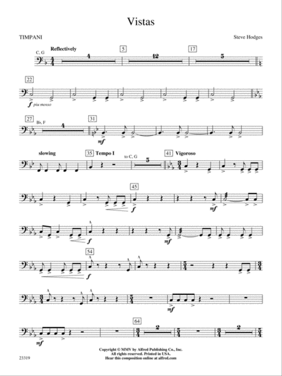 Vistas: Timpani Vistas: Timpani Concert Band scores gallery preview page 1