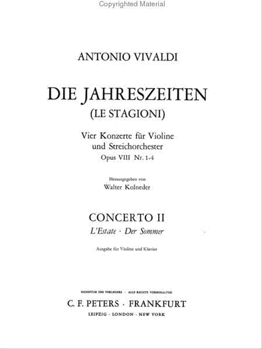 Violin Concerto in G minor Op. 8 No. 2 Summer (Edition for Violin and Piano)