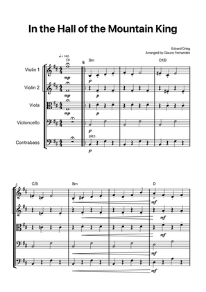 In the Hall of the Mountain King - String Quintet with Chord Notations
