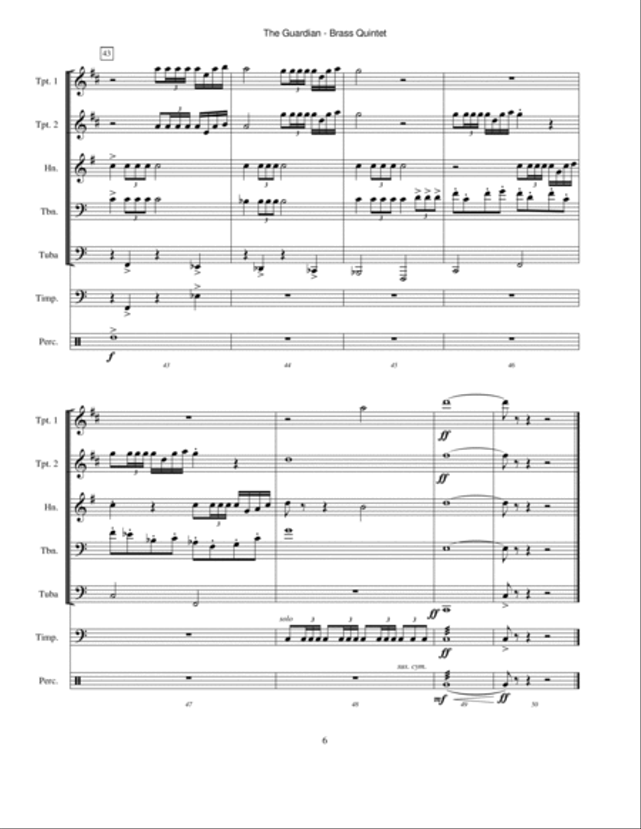 The Guardian (brass quintet version) Small Ensemble scores gallery preview page 6