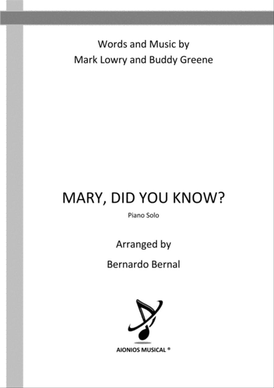 Mary, Did You Know? Piano Solo scores gallery preview page 1