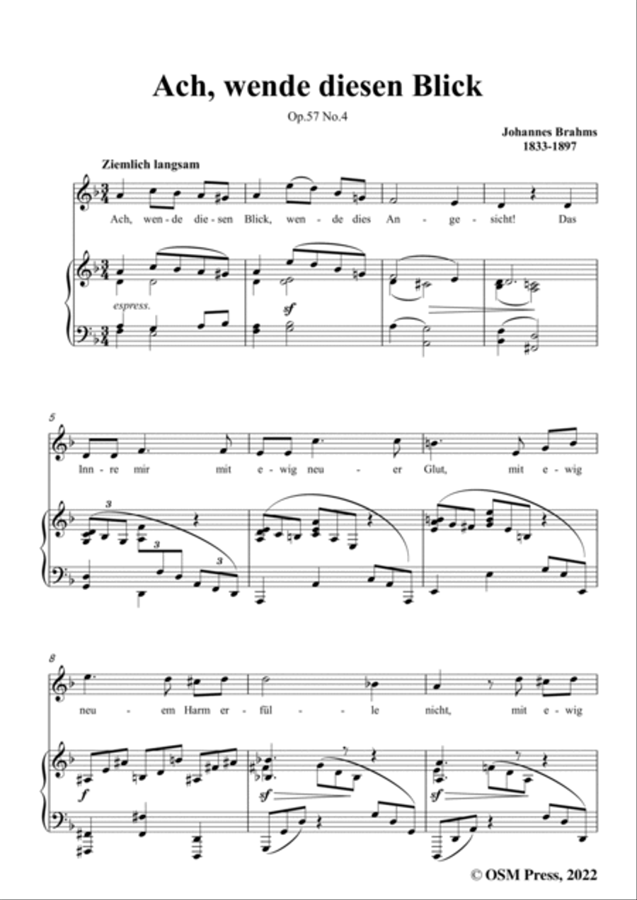 Brahms-Ach,wende diesen Blick,Op.57 No.4 in d minor Voice scores gallery preview page 3