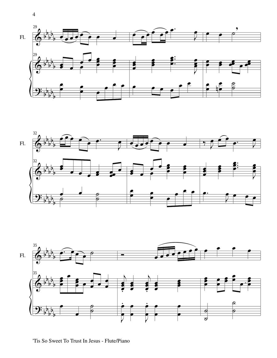 'TIS SO SWEET TO TRUST IN JESUS (Flute/Piano and Flute Part) Flute Solo scores gallery preview page 4