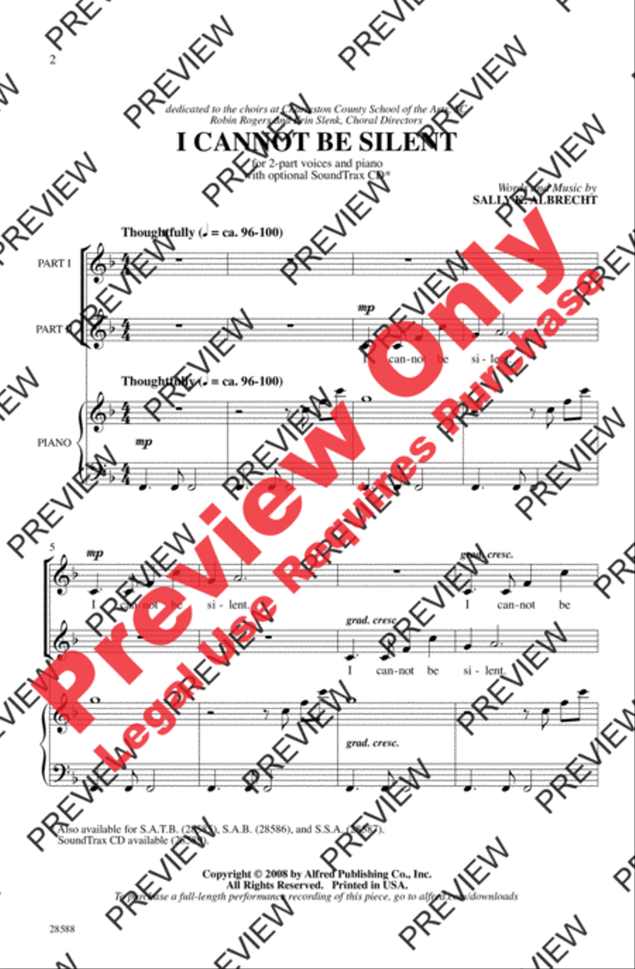 I Cannot Be Silent 2-Part scores gallery preview page 2