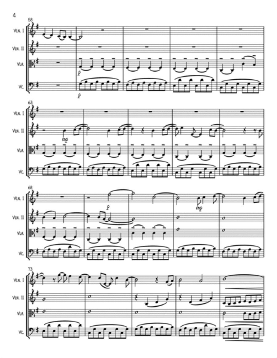 A Million Dreams String Quartet scores gallery preview page 4