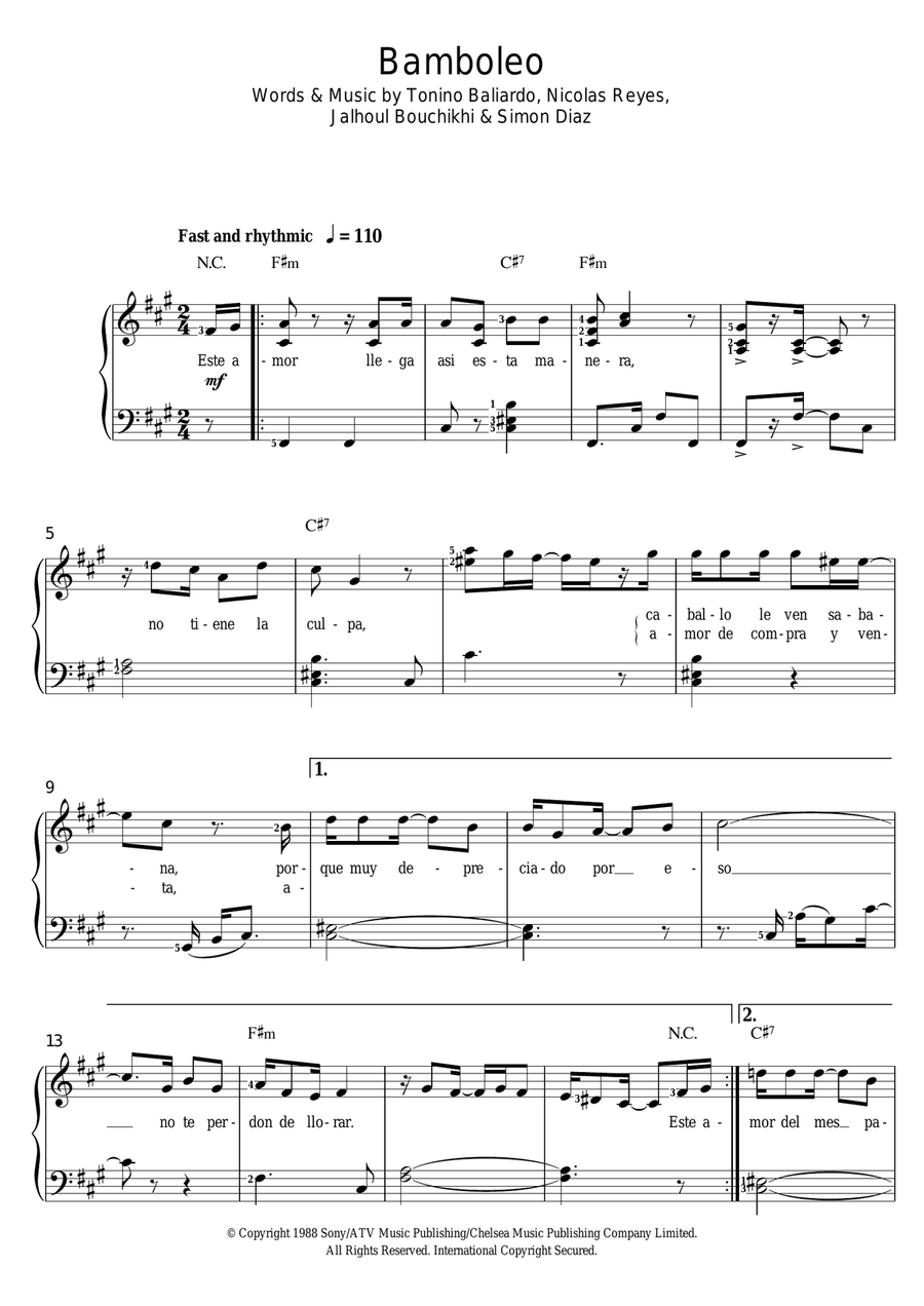 Bamboleo Voice scores gallery preview page 1