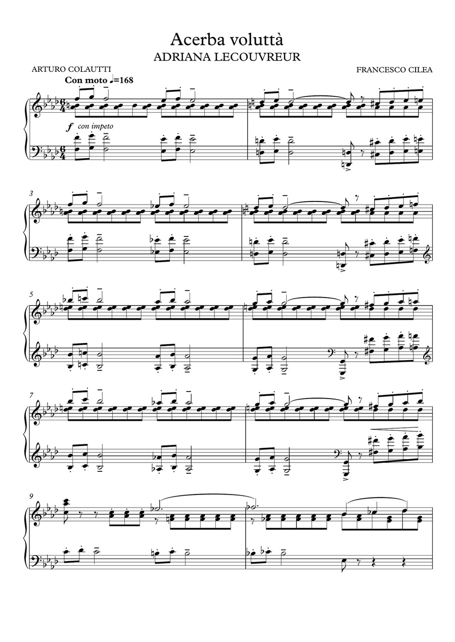 Acerba voluttà - Adriana Lecouvreur (F Minor) Piano, Vocal scores gallery preview page 2