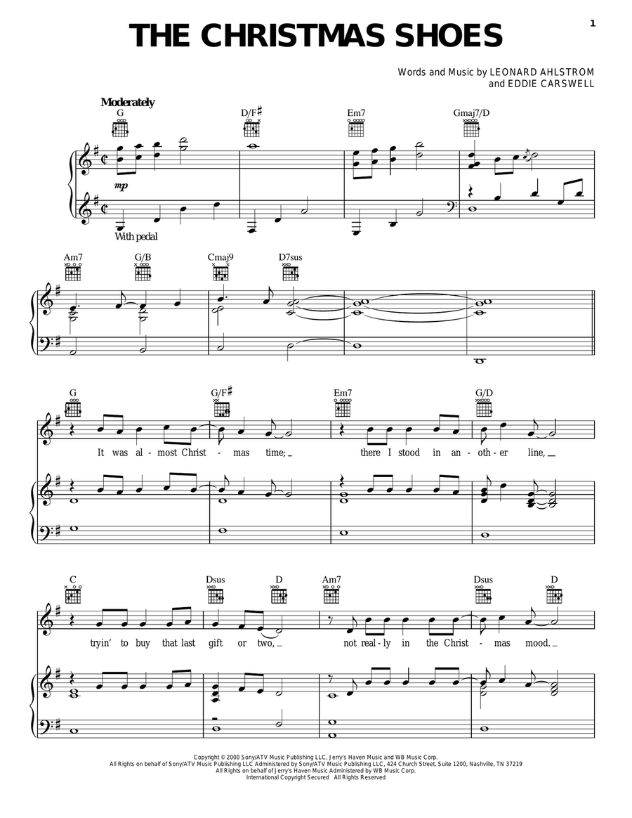 The Christmas Shoes Piano, Vocal, Guitar scores gallery preview page 1