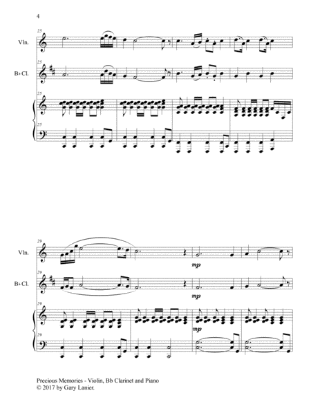 Precious Memories (Trio - Violin, Bb Clarinet & Piano with Score/Parts) image number null