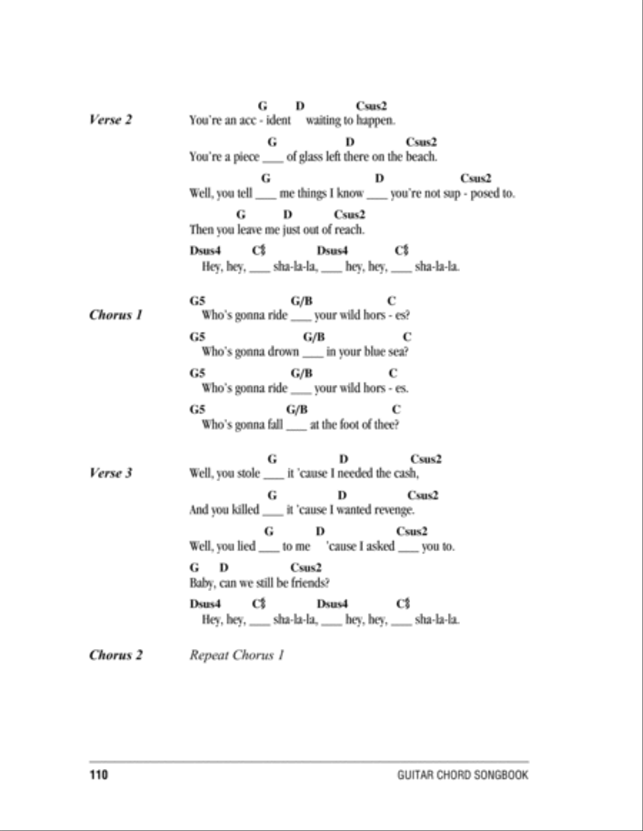 Who's Gonna Ride Your Wild Horses Acoustic Guitar scores gallery preview page 2