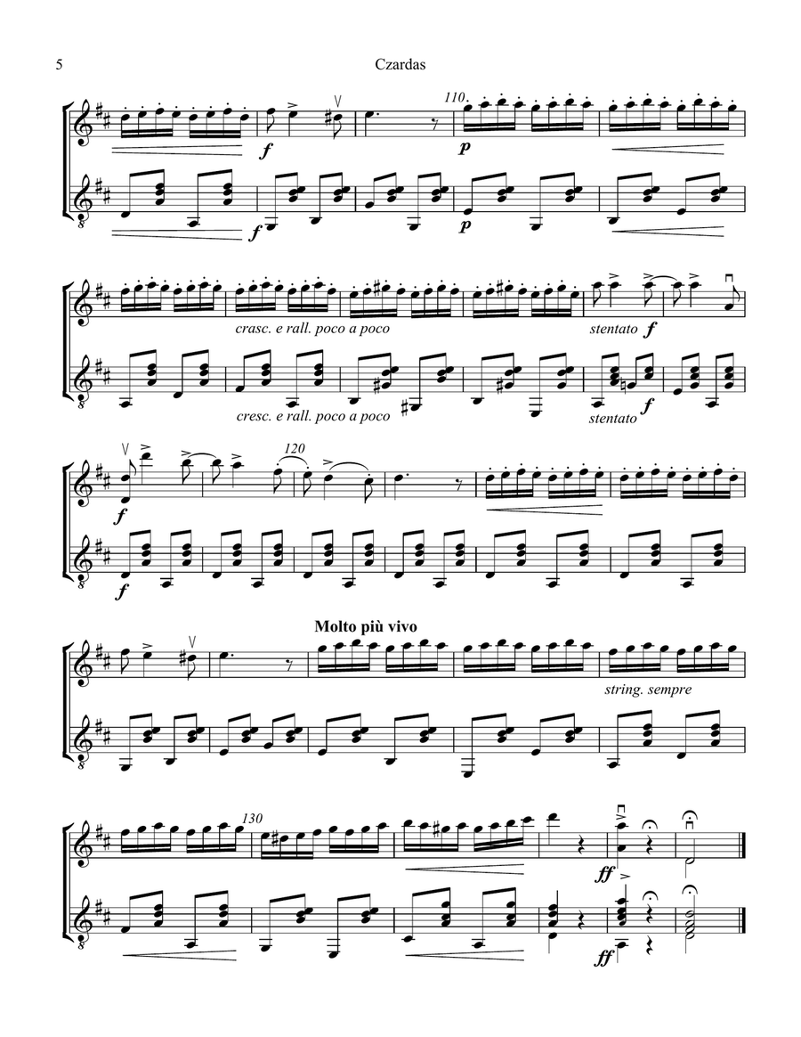 Czardas for violin and guitar String Duet scores gallery preview page 6