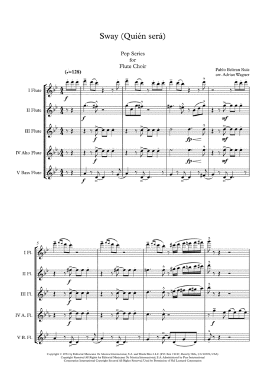 Sway (Quien Sera) Sway (Quien Sera) Flute Choir scores gallery preview page 3