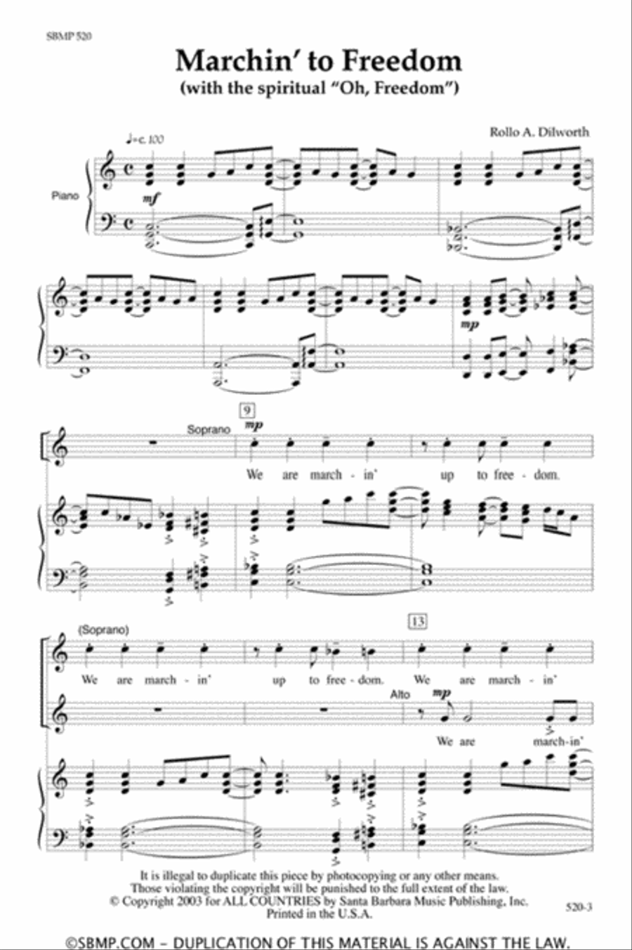 Marchin' to Freedom - SATB 4-Part scores gallery preview page 2