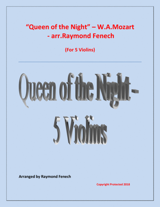 Queen of the Night - From the Magic Flute - 5 Violins Quintet