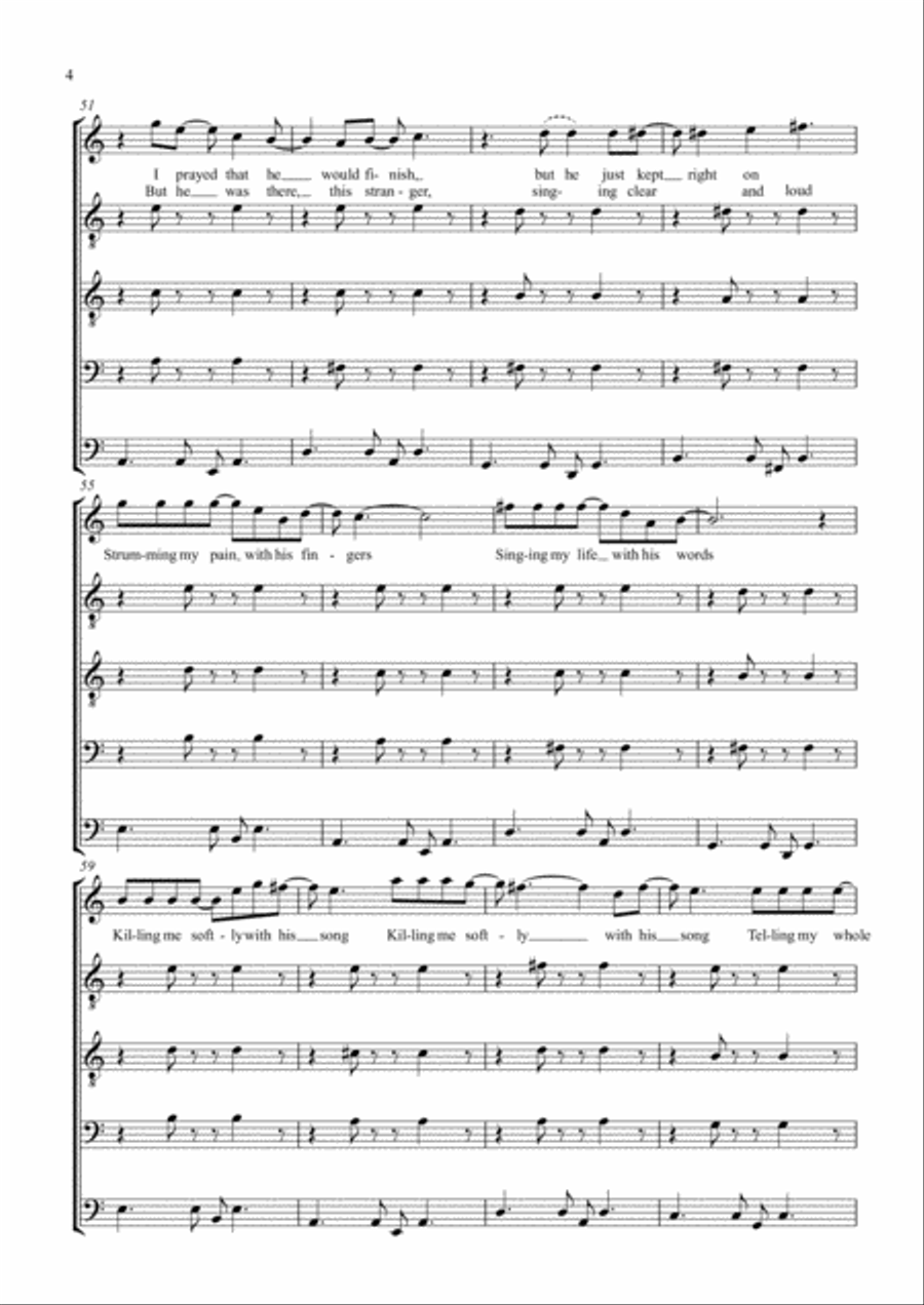Killing Me Softly With His Song TTBB scores gallery preview page 4