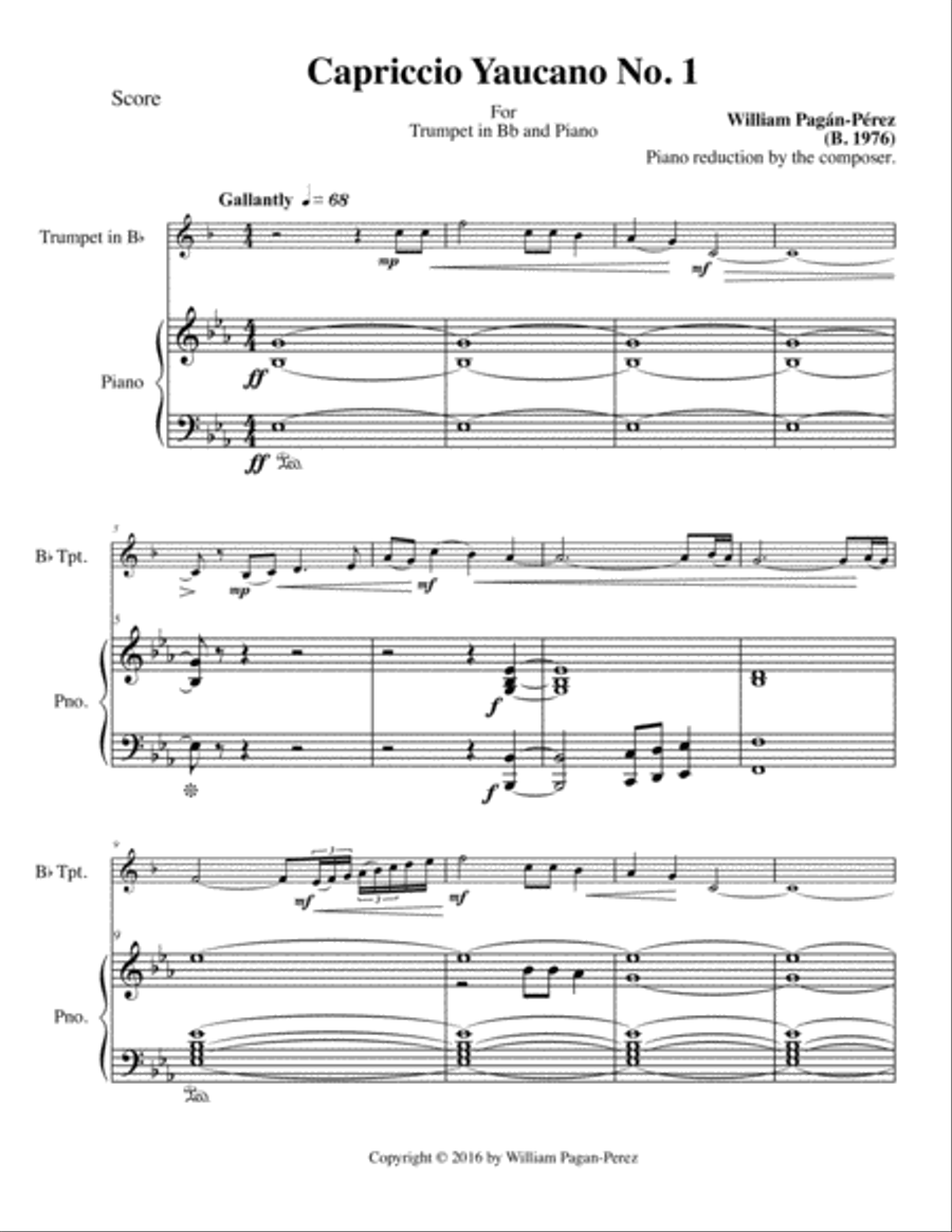 Capriccio Yaucano No. 1 Trumpet Solo scores gallery preview page 2