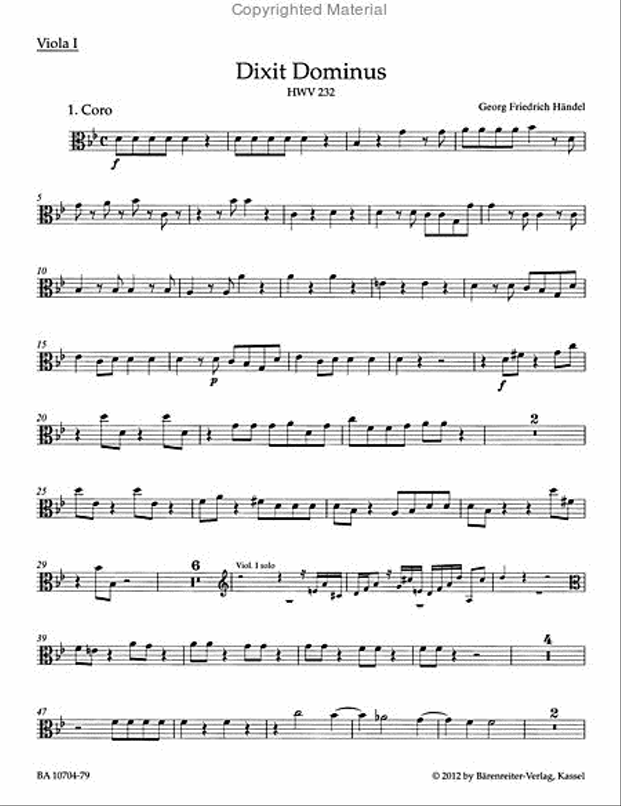 Dixit Dominus HWV 232 (Psalm 109) Viola scores gallery preview page 2