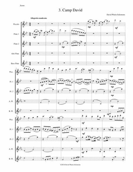 Camp David for flute quintet (piccolo, 2 flutes, alto flute and bass flute) image number null
