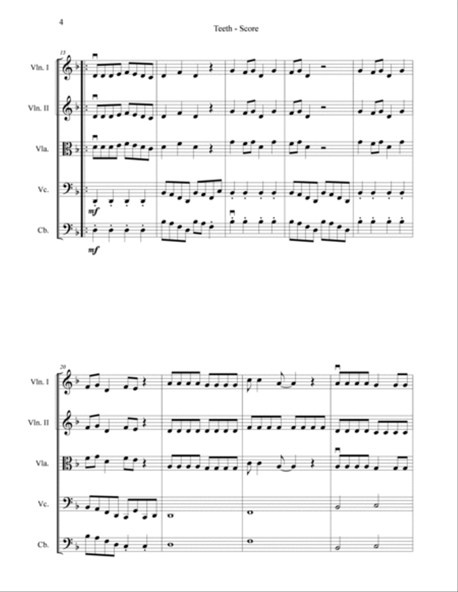 Teeth String Orchestra scores gallery preview page 4
