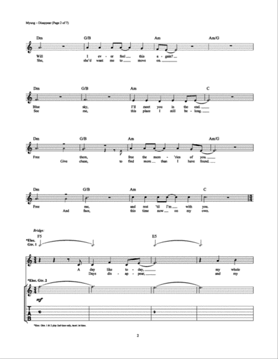 Disappear Electric Guitar scores gallery preview page 2