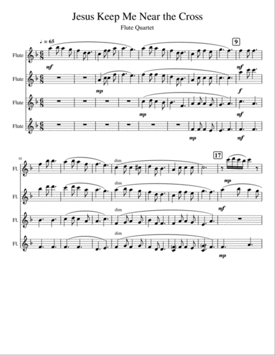 Jesus, Keep Me Near the Cross Woodwind Quartet scores gallery preview page 3