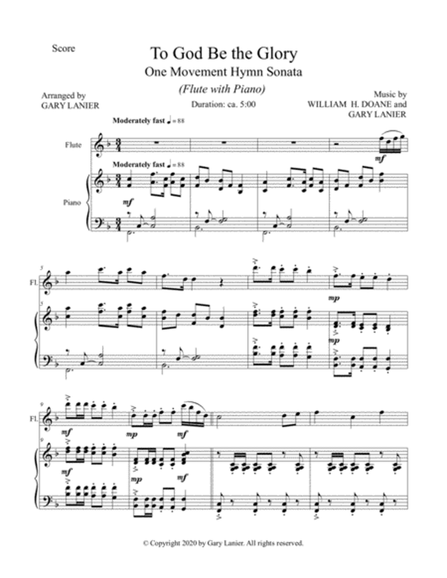 TO GOD BE THE GLORY One Movement Hymn Sonata (for Flute and Piano with Score/Part) image number null