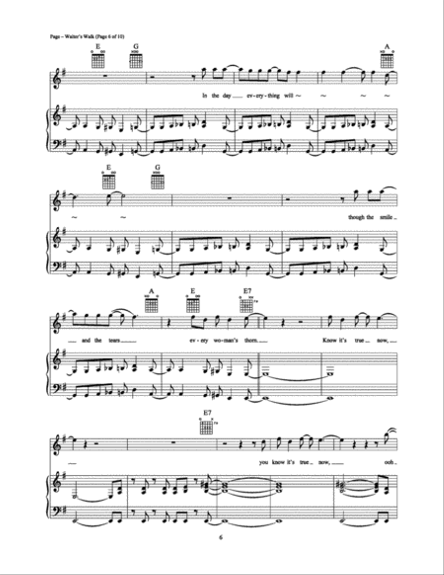 Walter's Walk Piano, Vocal, Guitar scores gallery preview page 6