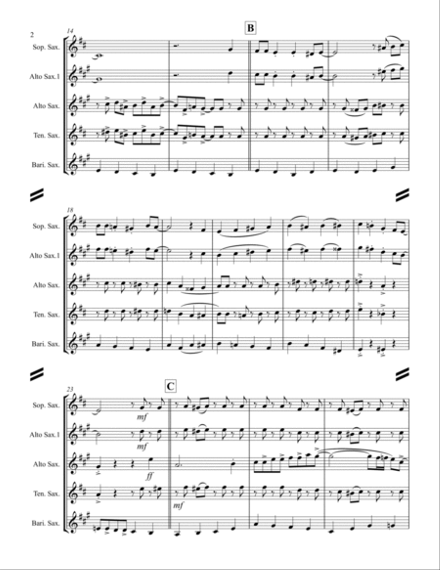 I Saw Mommy Kissing Santa Claus Saxophone Quartet scores gallery preview page 3