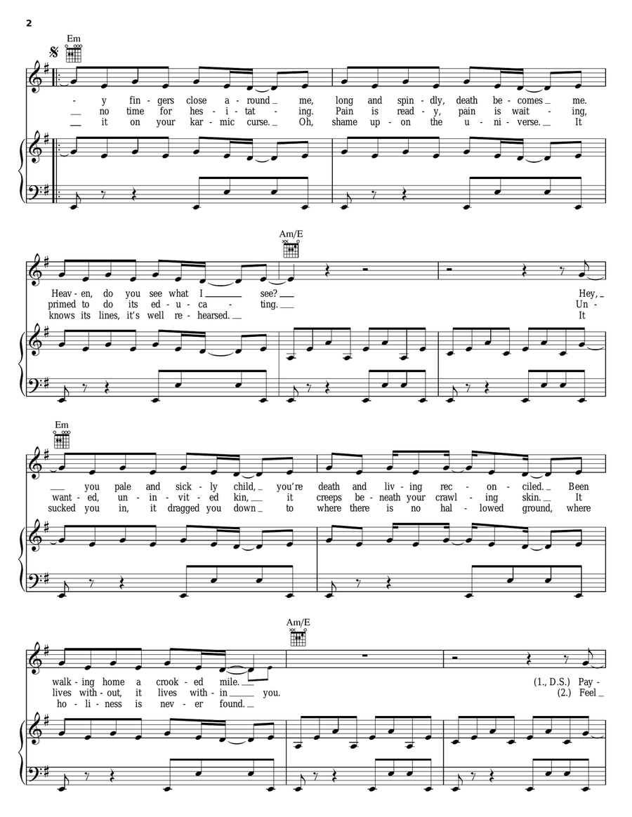 Dream On Piano, Vocal, Guitar scores gallery preview page 2