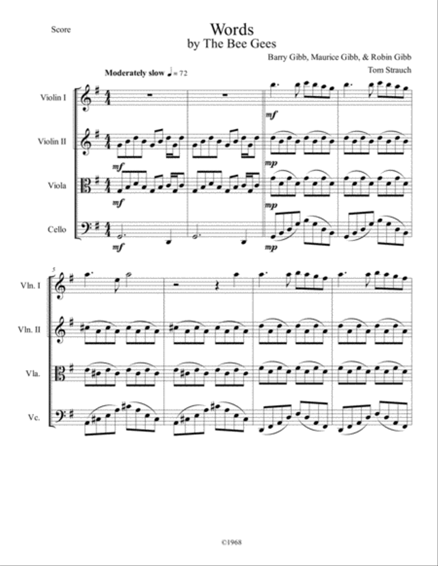 Words Words String Quartet scores gallery preview page 1