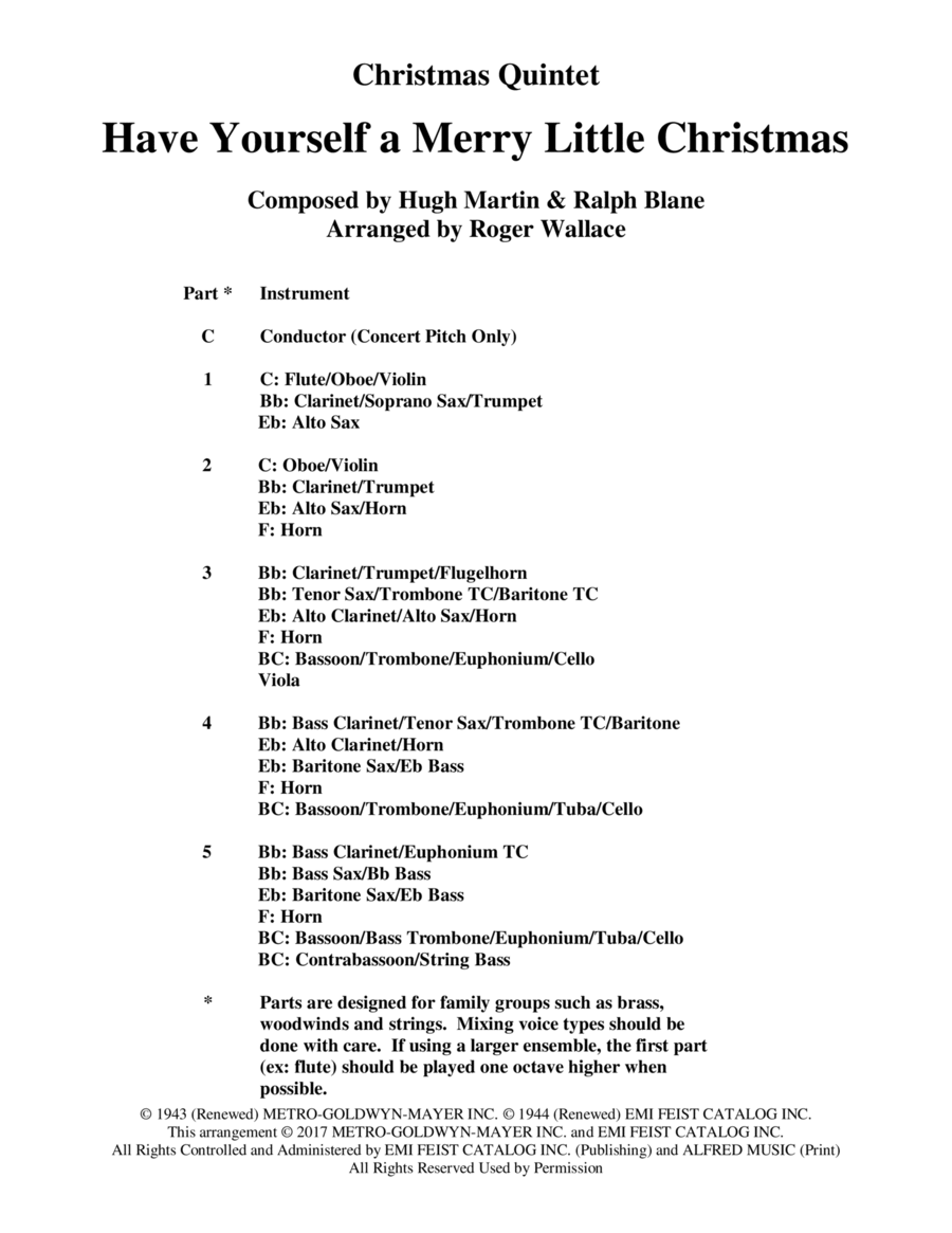 Have Yourself A Merry Little Christmas from MEET ME IN ST. LOUIS Brass Quintet scores gallery preview page 1