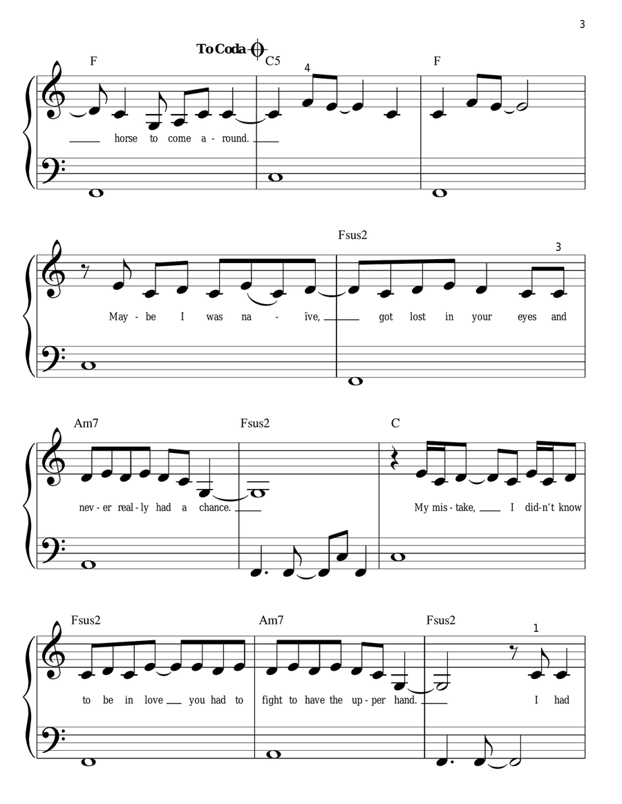 White Horse White Horse Easy Piano scores gallery preview page 3