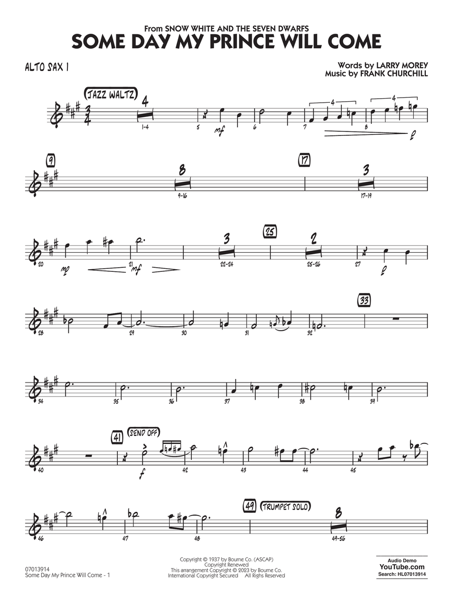 Some Day My Prince Will Come (arr. Chuck Israels) - Alto Sax 1
