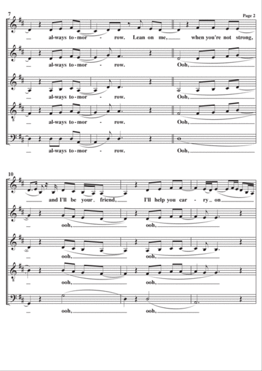 Lean On Me Lean On Me 4-Part scores gallery preview page 2