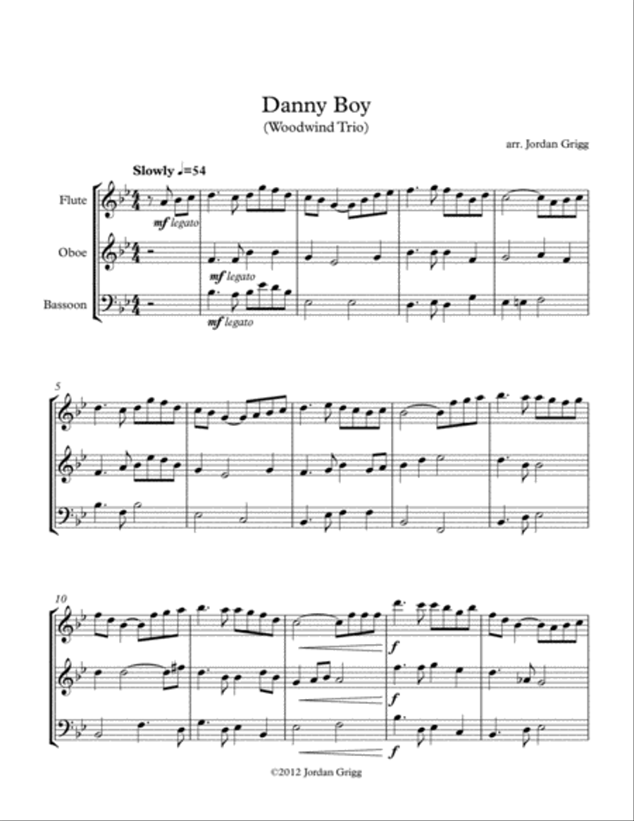 Danny Boy (Wind Trio) Danny Boy (Wind Trio) Woodwind Trio scores gallery preview page 1