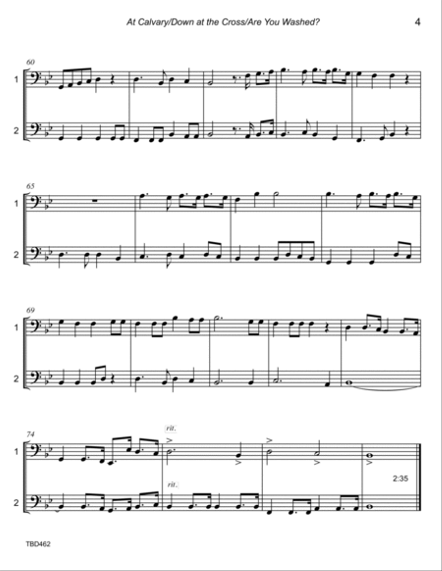 AT CALVARY/AT THE CROSS/ARE YOU WASHED - TUBA DUET (unaccompanied) Brass Duet scores gallery preview page 4