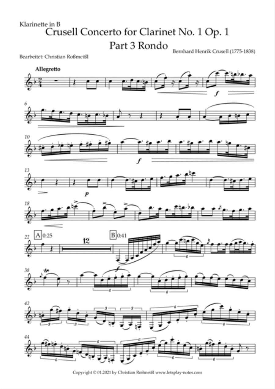 Crusell Concerto for Clarinet No. 1 Op. 1 Part 3 Rondo Clarinet Solo scores gallery preview page 2