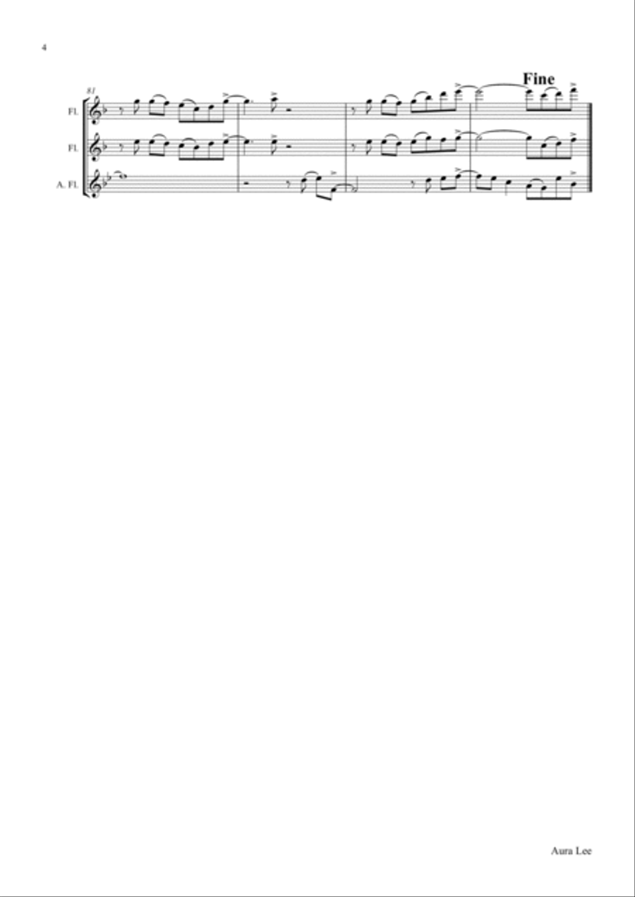 Aura Lee - Love me tender - Elvis - Flute Trio Flute Trio scores gallery preview page 4