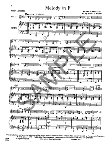 Sheet music composed by Anton Rubinstein - Ficks Music