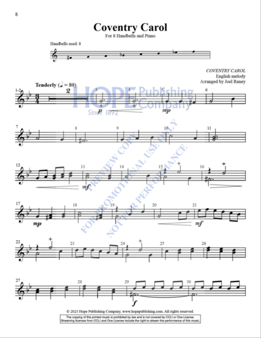 Small-ER But Mighty, Vol. 6, Settings for 8 Bells with Piano for Christmas Handbell Choir scores gallery preview page 9