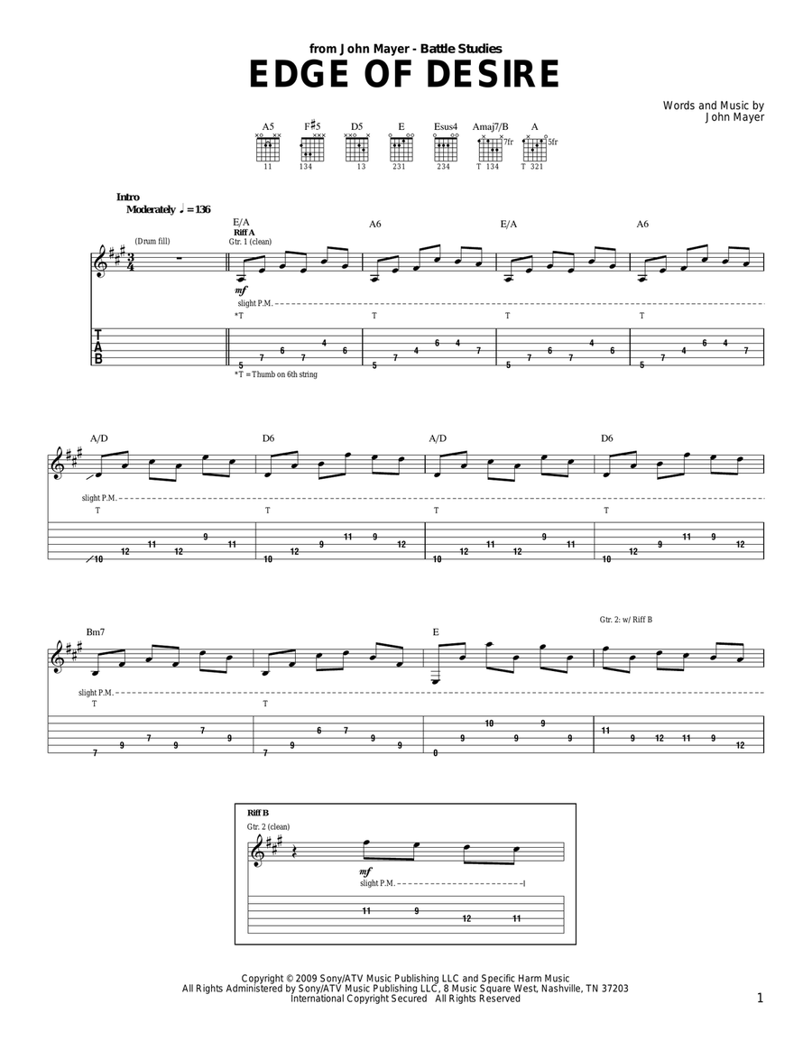 Edge Of Desire Acoustic Guitar scores gallery preview page 1