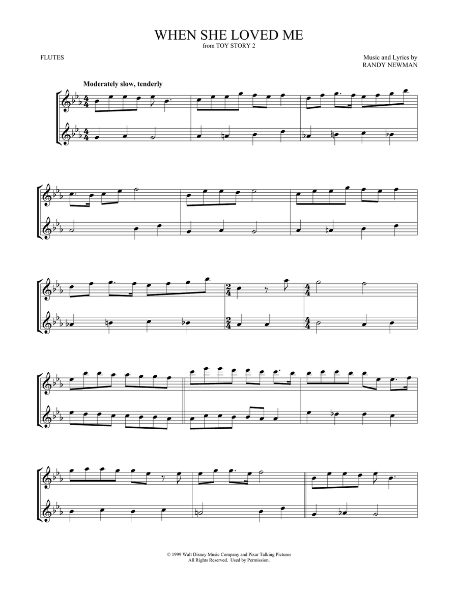 When She Loved Me (from Toy Story 2) Flute Duet scores gallery preview page 1