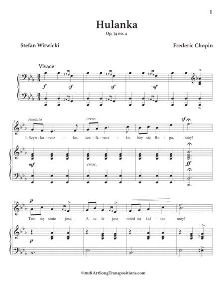 CHOPIN: Hulanka, Op. 74 no. 4 (transposed to E-flat major)