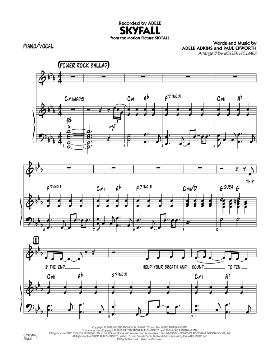 Skyfall - Piano/Vocal