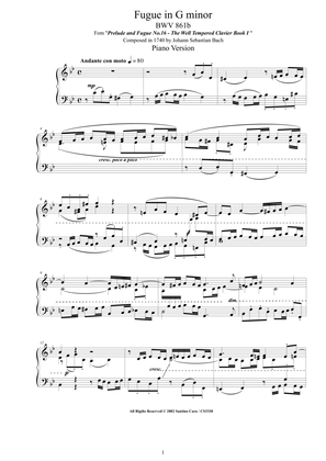 Bach - Fugue in G minor BWV 861b - Piano version