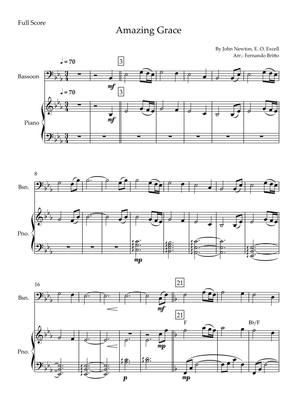 Amazing Grace (John Newton, E. O. Excell) for Bassoon Solo and Piano Accompaniment with Chords