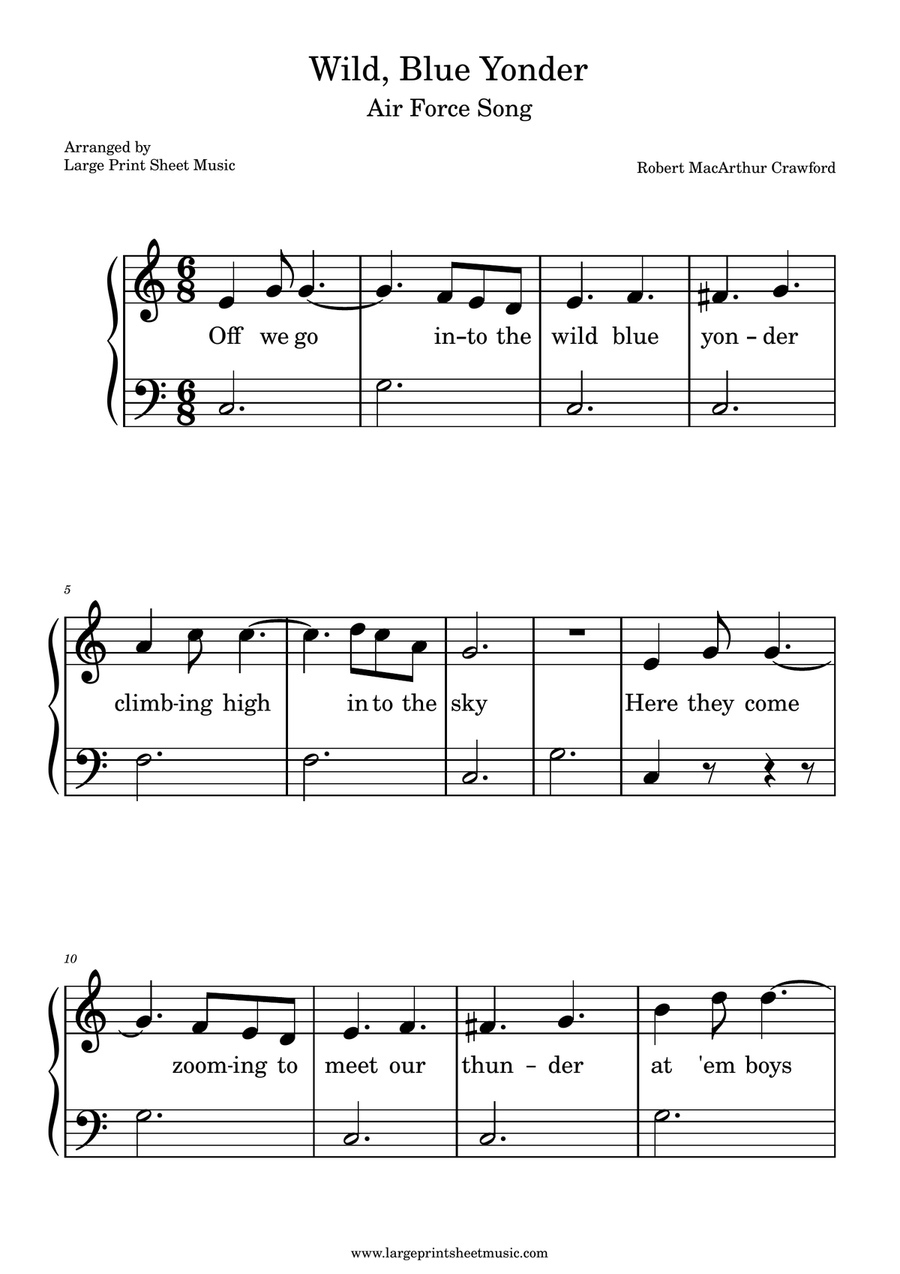 The Air Force Song / Wild, Blue Yonder Easy Piano scores gallery preview page 1