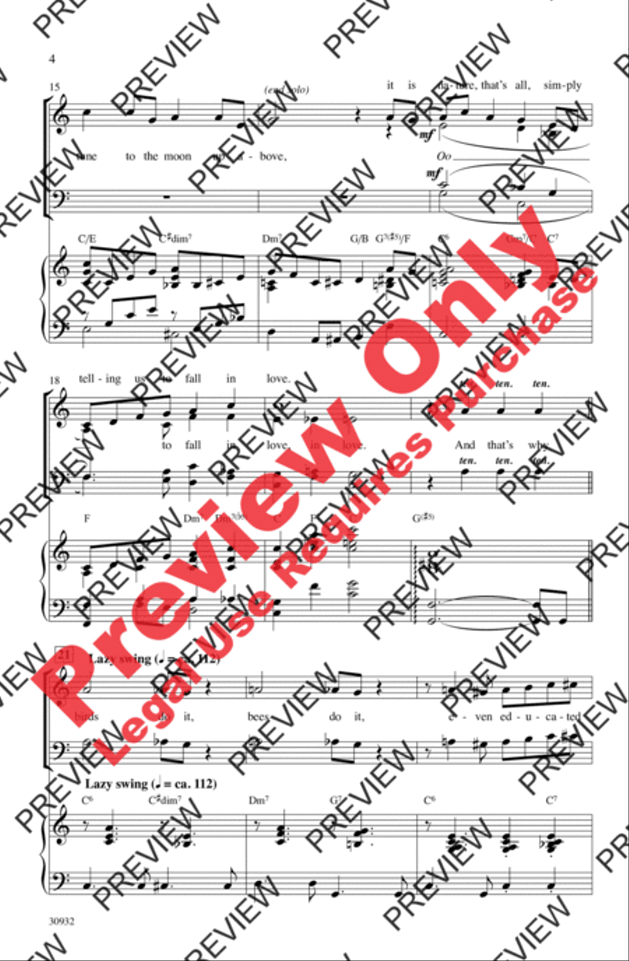 Let's Do It (Let's Fall in Love) 4-Part scores gallery preview page 4