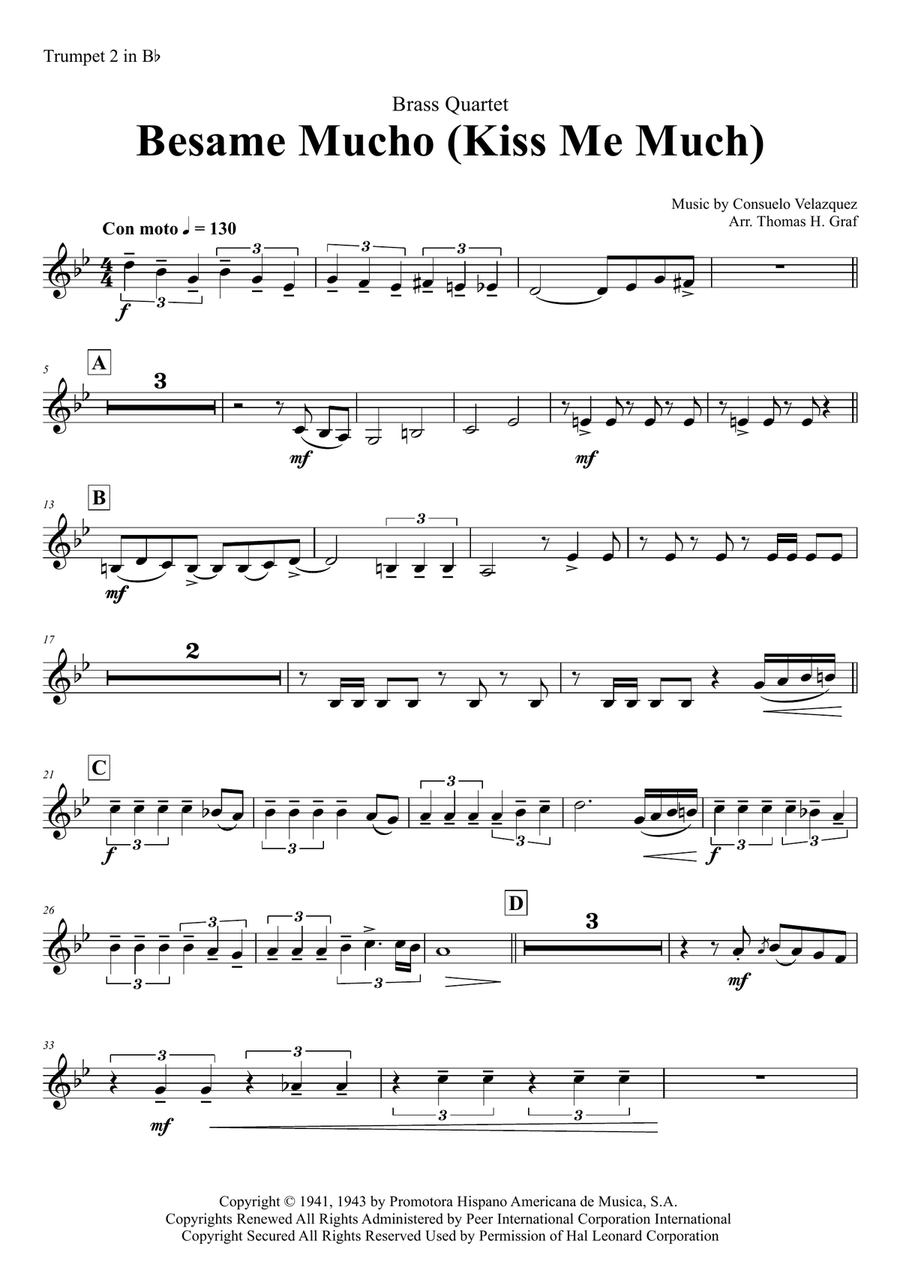 Besame Mucho (Kiss Me Much) Brass Ensemble scores gallery preview page 6